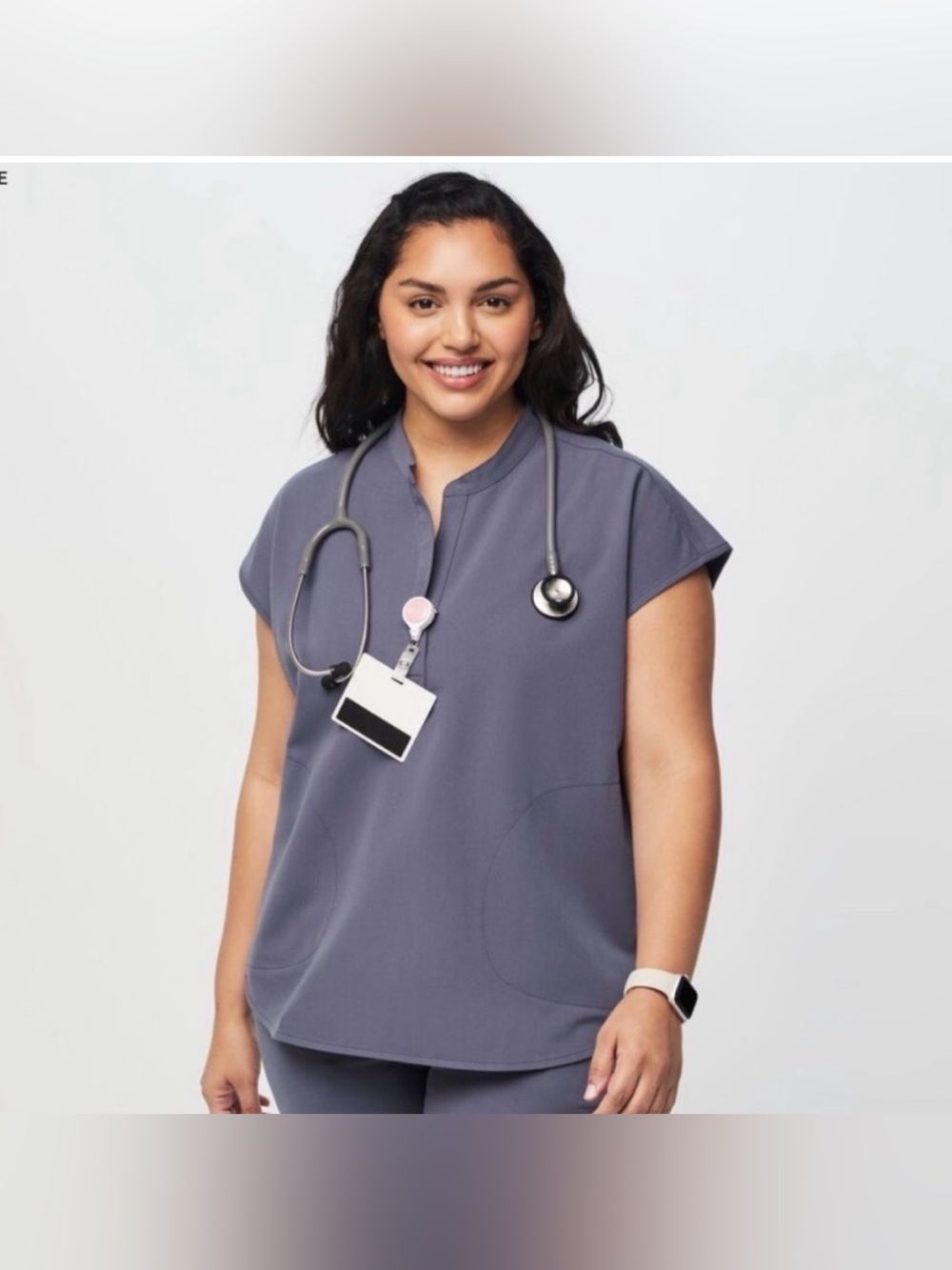 FIGS Rafaela Scrub Top in Space Navy